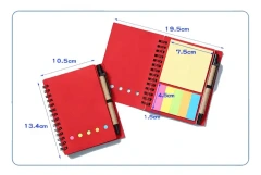 Cheap Promotional Custom Logo Spiral Notebook Kraft Paper Cover Notepad with Sticky Notes and Eco-friendly Pen