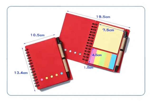 Cheap Promotional Custom Logo Spiral Notebook Kraft Paper Cover Notepad with Sticky Notes and Eco-friendly Pen