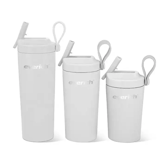 250ml 350ml 450ml Stainless Steel Double Wall Straw Tumbler Coffee Cup with Handle