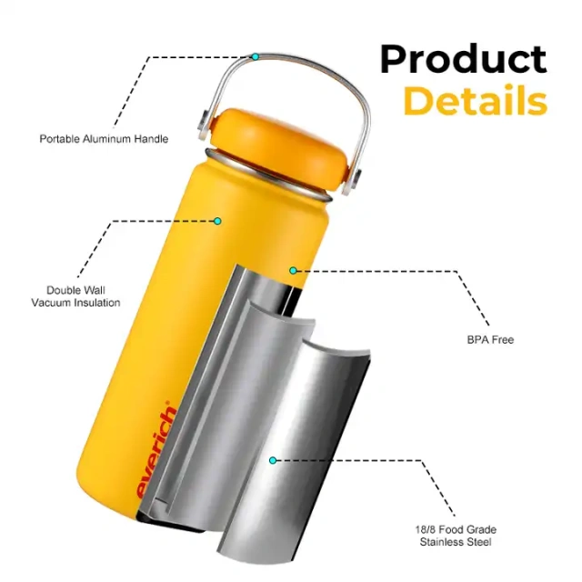2022 BPA free LFGB Double walled Insulated 18/8 Stainless Steel Vacuum Flask Sport Water Bottle with straw easy carry