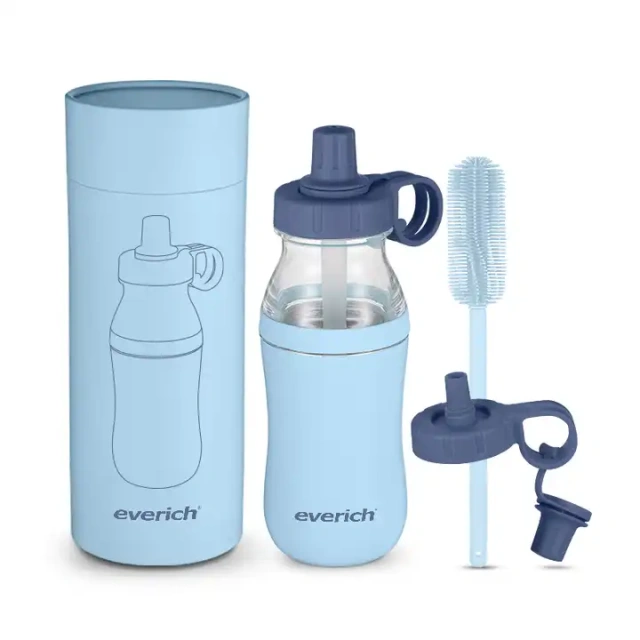 20oz tritan upper base stainless steel double wall insulated water bottle with wide mouth lid