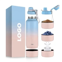 32oz insulated vacuum double wall stainless steel water bottle with bottom parts & different design lid for choose