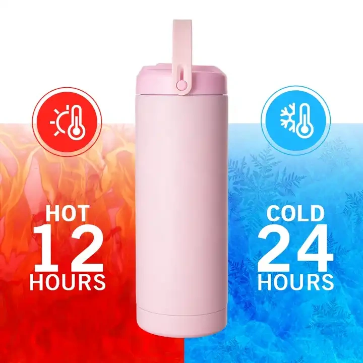 2023 BPA free LFGB Double walled Insulated 18/8 Stainless Steel Vacuum Flask Sport Water Bottle with straw easy carry