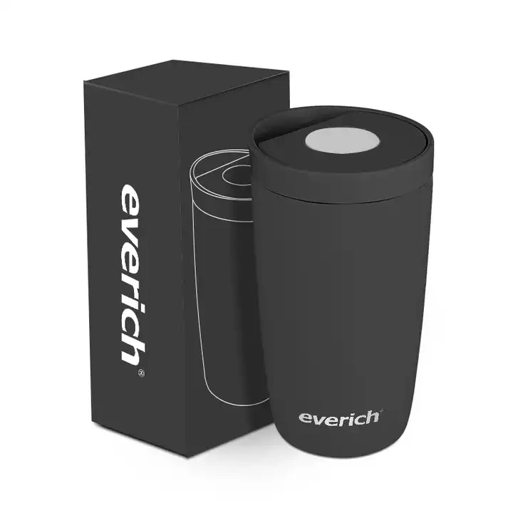 Leaking proof bounce lid easy opening 350ml stainless steel double wall insulated coffee mug for outdoor