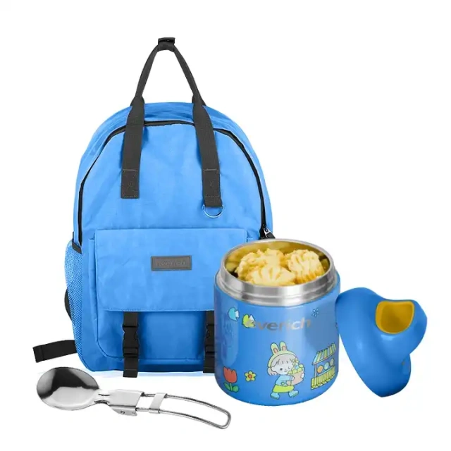 ODM Kids Back to School Lunch Box BPA Free 14oz Kids Stainless Steel Straw Lid Water Bottle Set