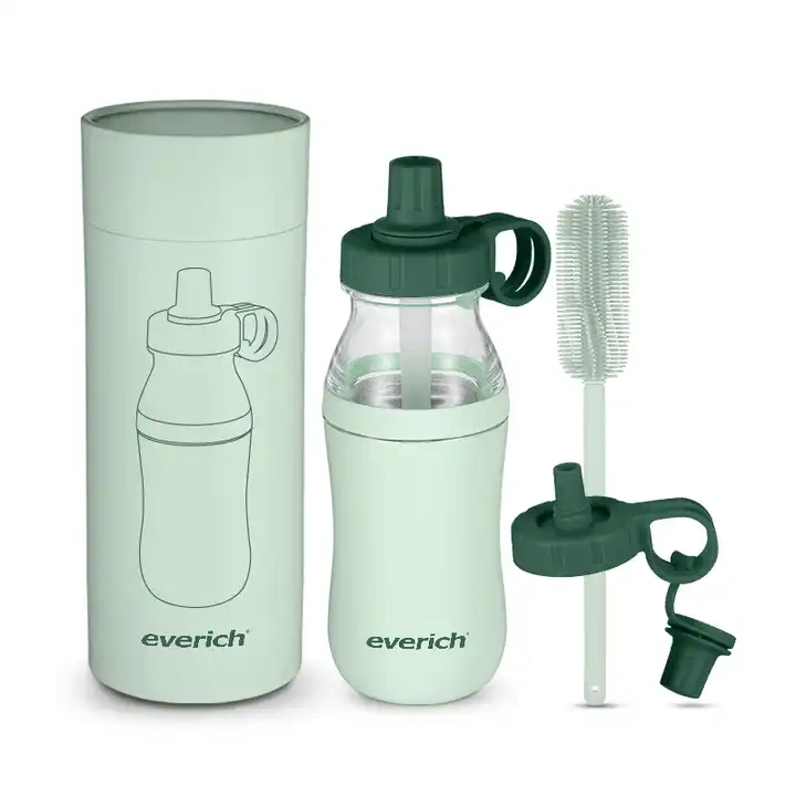20oz tritan upper base stainless steel double wall insulated water bottle with wide mouth lid