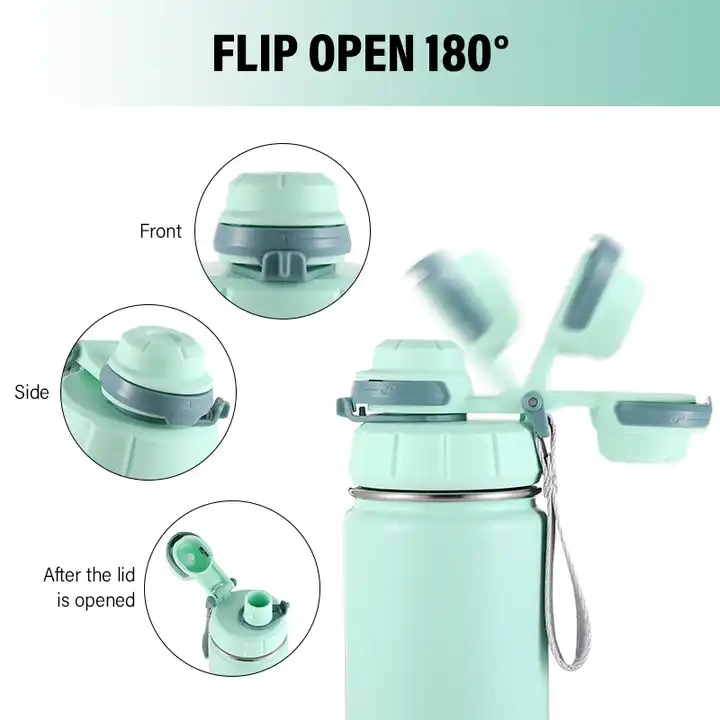Custom Everich 18oz Double Wall Vacuum Flasks Thermos Stainless Steel Insulated Water Bottle With Straw Flip Lid