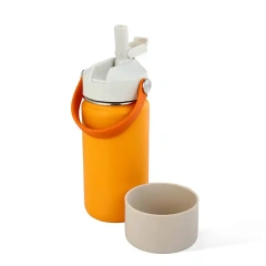 Kids Black to School BPA free LFGB Double walled Insulated Stainless Steel Vacuum Flask Sport Water Bottle with straw easy carry