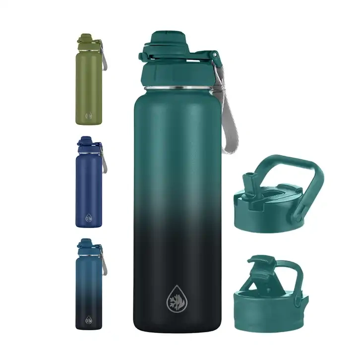 Everich ODM Lids 32oz Double Wall Vacuum Flasks Thermos Stainless Steel Insulated Water Bottle With Straw Flip Lid