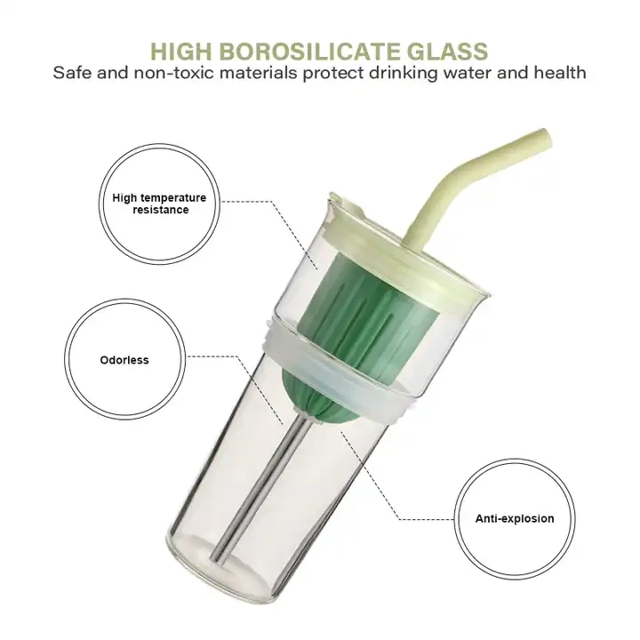 Two Section Removable Glass 2 in 1 Tumbler Juice Milk Tea Stainless Steel Tumbler Water Bottle