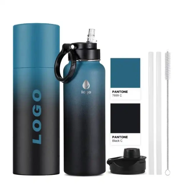 Hot Selling BPA Free 18oz 22oz 32oz 40oz Stainless Steel Sport Water Bottle with Straw Lid for Gym