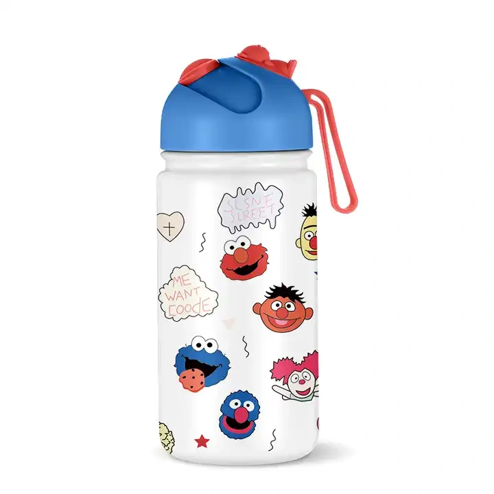 14oz 18oz Stainless Steel Kids Water Bottle Straw Drinking Children Bpa Free Kids Drink School Cute Pattern Water Bottle