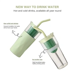 Two Section Removable Glass 2 in 1 Tumbler Juice Milk Tea Stainless Steel Tumbler Water Bottle