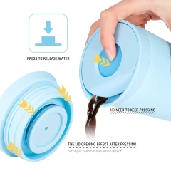 Leaking proof bounce lid easy opening 350ml stainless steel double wall insulated coffee mug for outdoor