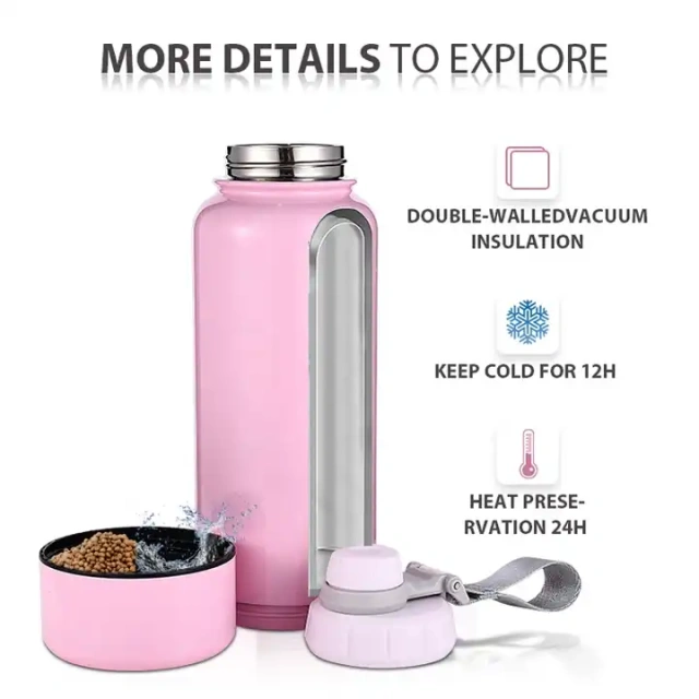 32oz insulated vacuum double wall stainless steel water bottle with bottom parts & different design lid for choose