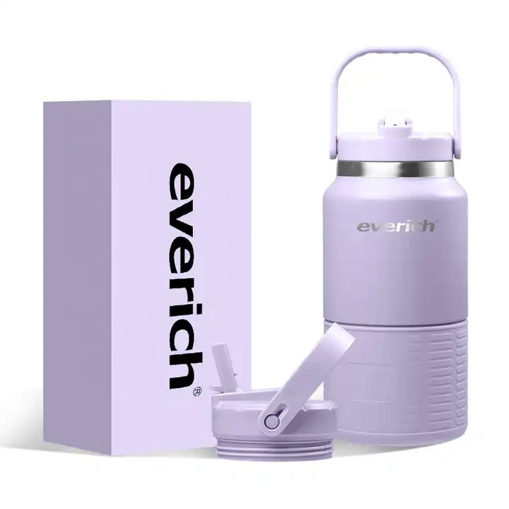 64oz 18/8 double wall stainless steel insulated vacuum growler with straw & handle