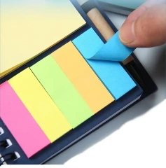 Cheap Promotional Custom Logo Spiral Notebook Kraft Paper Cover Notepad with Sticky Notes and Eco-friendly Pen