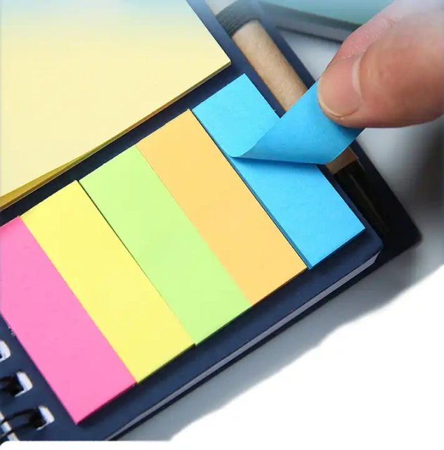 Cheap Promotional Custom Logo Spiral Notebook Kraft Paper Cover Notepad with Sticky Notes and Eco-friendly Pen