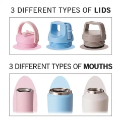5 different lid Double walled Insulated 18/8 Stainless Steel Vacuum Flask Sport Water Bottle with straw easy carry