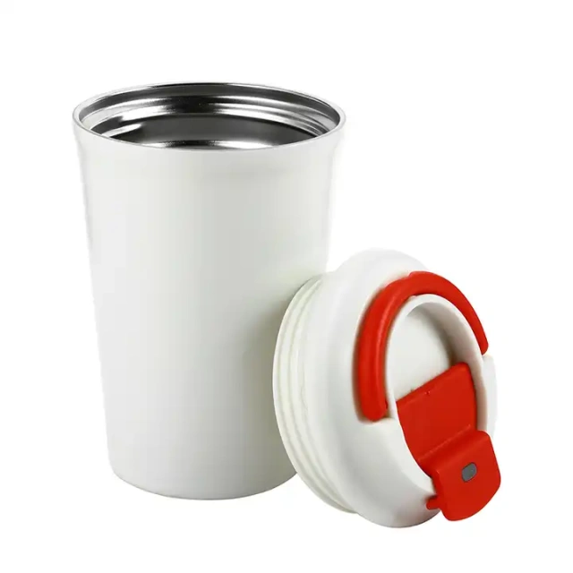 Everich Custom 400ml Double-walled Insulated Stainless Steel Coffee Mug with Sealed Lid and Handle