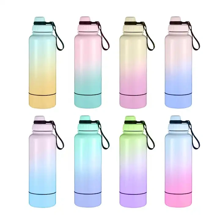 32oz insulated vacuum double wall stainless steel water bottle with bottom parts & different design lid for choose