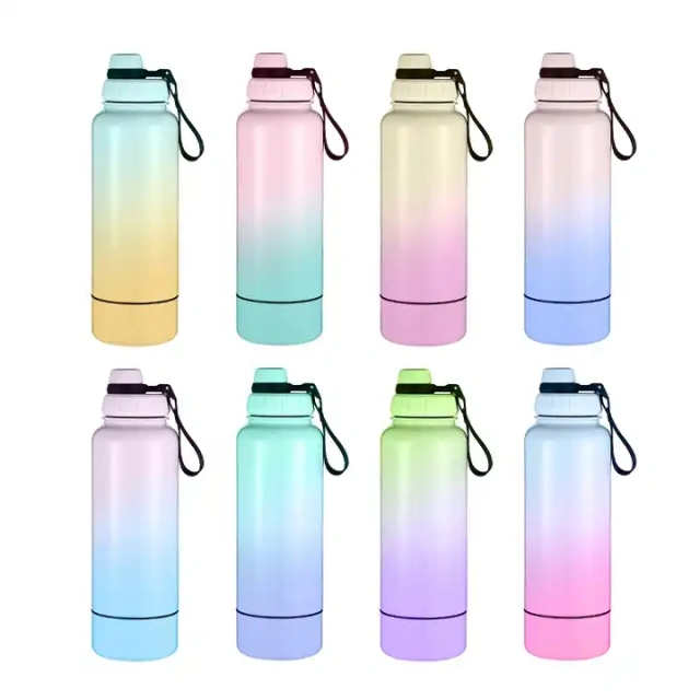 32oz insulated vacuum double wall stainless steel water bottle with bottom parts & different design lid for choose