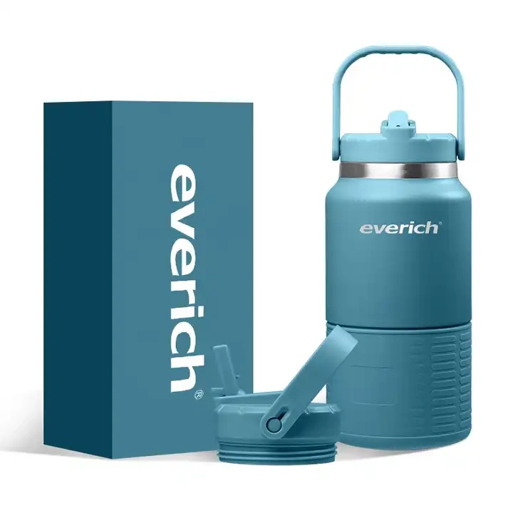 64oz 18/8 double wall stainless steel insulated vacuum growler with straw & handle