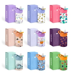 2023 everich Kids water bottle 400ml Tritan with straw lid and built in carrying loop