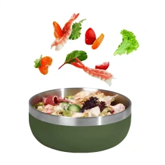 big capacity double wall stainless steel salad bowl with magnet sauce lid