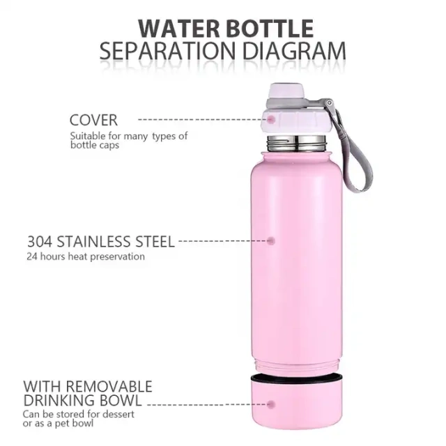 32oz insulated vacuum double wall stainless steel water bottle with bottom parts & different design lid for choose