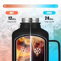 Half Gallon 64oz double wall 304 Food Grade Stainless Steel Beer Handle Growler Water Bottle Sports Outdoor Travel