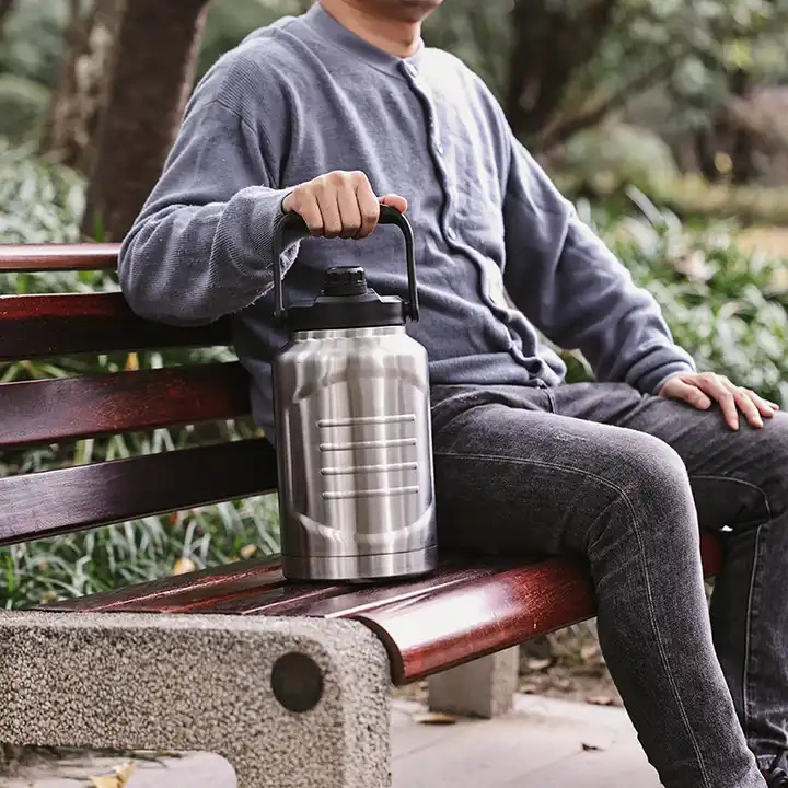 32oz Wide Mouth Easy Clean Stainless Steel Pet Water Bottle with Storge Bottom for Camp Travel Sport