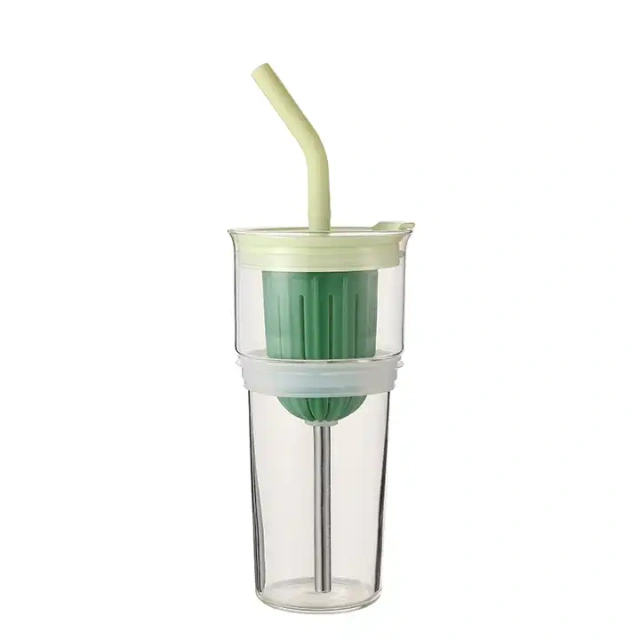 Two Section Removable Glass 2 in 1 Tumbler Juice Milk Tea Stainless Steel Tumbler Water Bottle