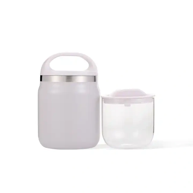 2023 New Design ODM OEM Vacuum Food Thermos with Tritan and Glass Container 600ml
