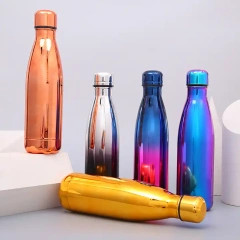 Everich water transfer stainless steel cola bottle thermos drinking metal bottle cola shape with sports lids metal lid