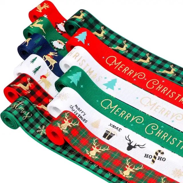 Best Selling Products 2023 100% Polyester Grosgrain Ribbon Christmas Grosgrain Printed for navidad