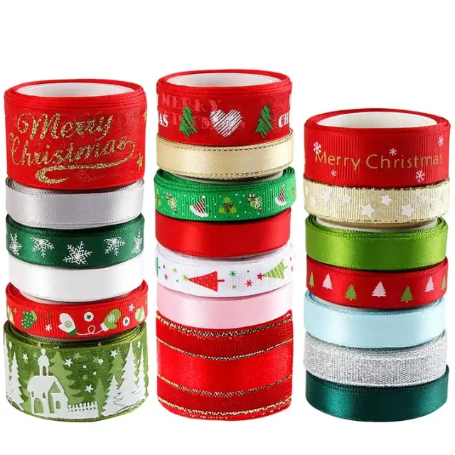 Best Selling Products 2023 100% Polyester Grosgrain Ribbon Christmas Grosgrain Printed for navidad