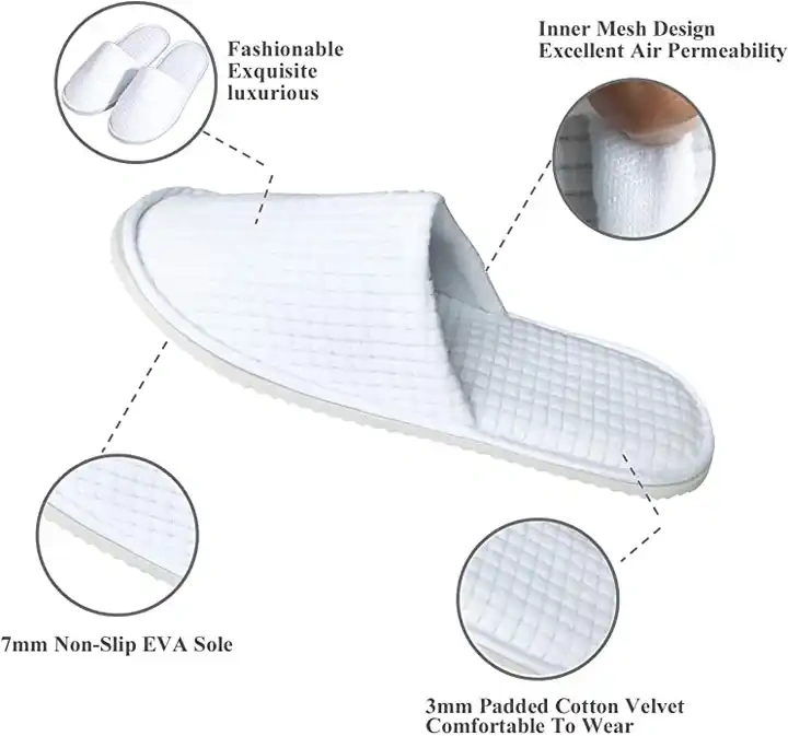 zapatillas White Hotel Spa Slippers Closed Toe Home Guest Slippers for Adult 20 Pairs for Men and Women
