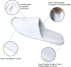 zapatillas White Hotel Spa Slippers Closed Toe Home Guest Slippers for Adult 20 Pairs for Men and Women