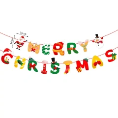 Wholesale Merry Christmas party decoration Paper Letter Flags Banner Party Decoration Christmas paper stripe pull flag