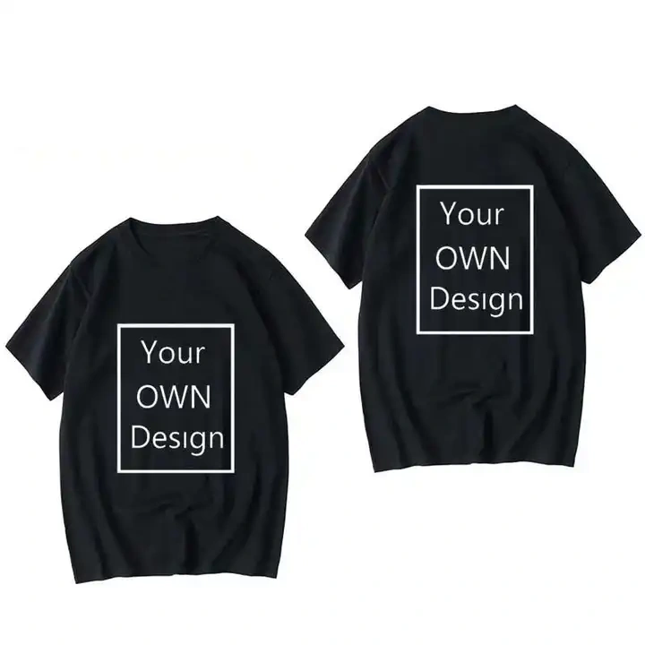 Your OWN Design Black Two Side Business Logo Picture Custom Tee Tshirt Men and Women DIY Cotton T shirt Casual T-shirt