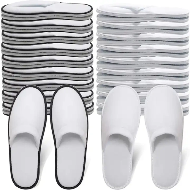 zapatillas White Hotel Spa Slippers Closed Toe Home Guest Slippers for Adult 20 Pairs for Men and Women