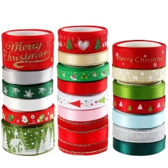 Best Selling Products 2023 100% Polyester Grosgrain Ribbon Christmas Grosgrain Printed for navidad