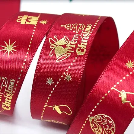 Best Selling Products 2023 100% Polyester Grosgrain Ribbon Christmas Grosgrain Printed for navidad