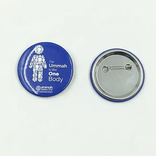 Branded logo print tin pin badge 5cm tin badge wholesale custom pin button badges