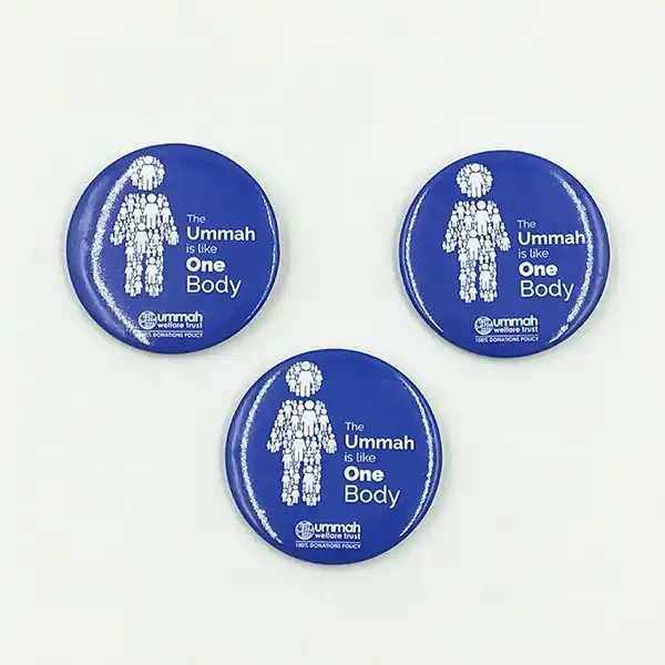 Branded logo print tin pin badge 5cm tin badge wholesale custom pin button badges