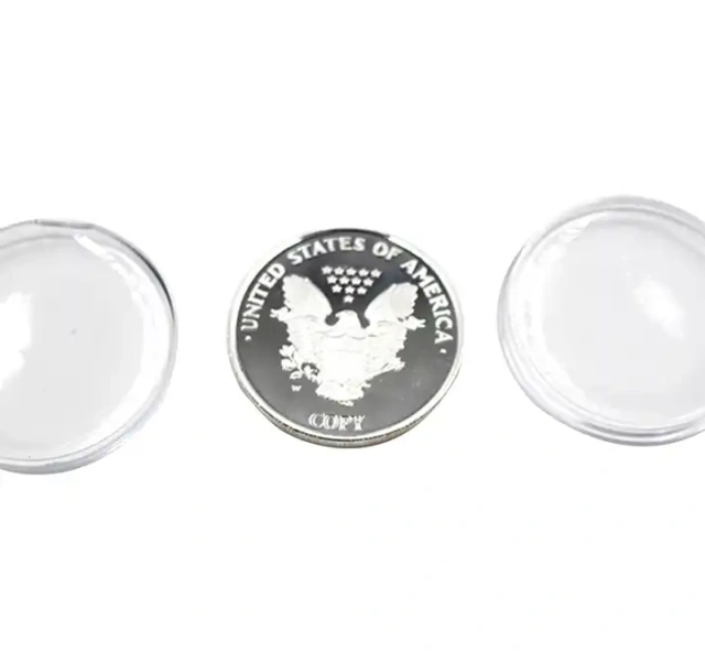 Embossed Silver Coins Custom Metal Tokens Souvenir with Plastic Box