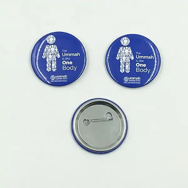 Branded logo print tin pin badge 5cm tin badge wholesale custom pin button badges