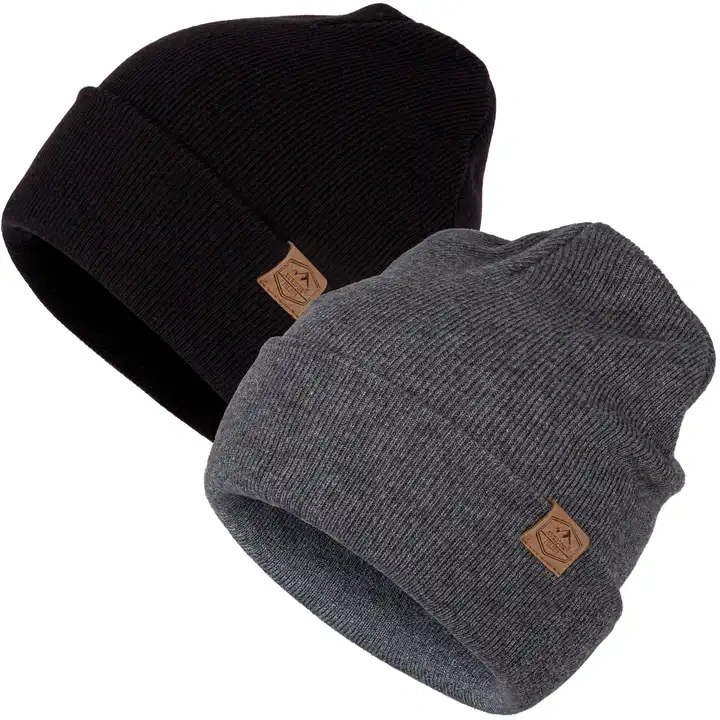 Customized Merino Wool Blend Winter Sports Toque Hats Knit Beanie Cap