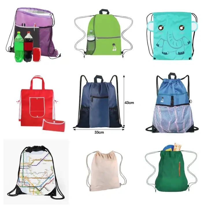 Drawcord Mesh Pocket Drawstring Bag